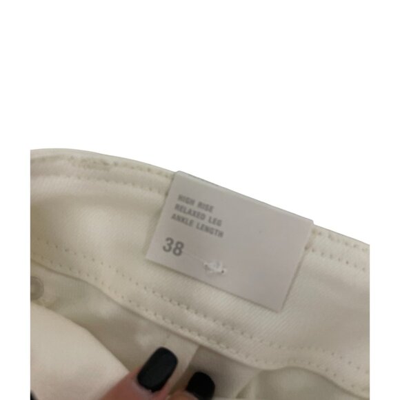 Zara Womens The ZW Jeans EU 38 US 6 Tailored Wide Leg White Denim 5474/043 NWT - Picture 9 of 12